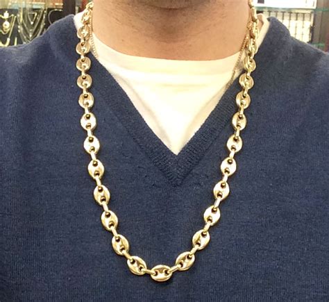 gucci chain gold necklace|puffed gucci link gold chain.